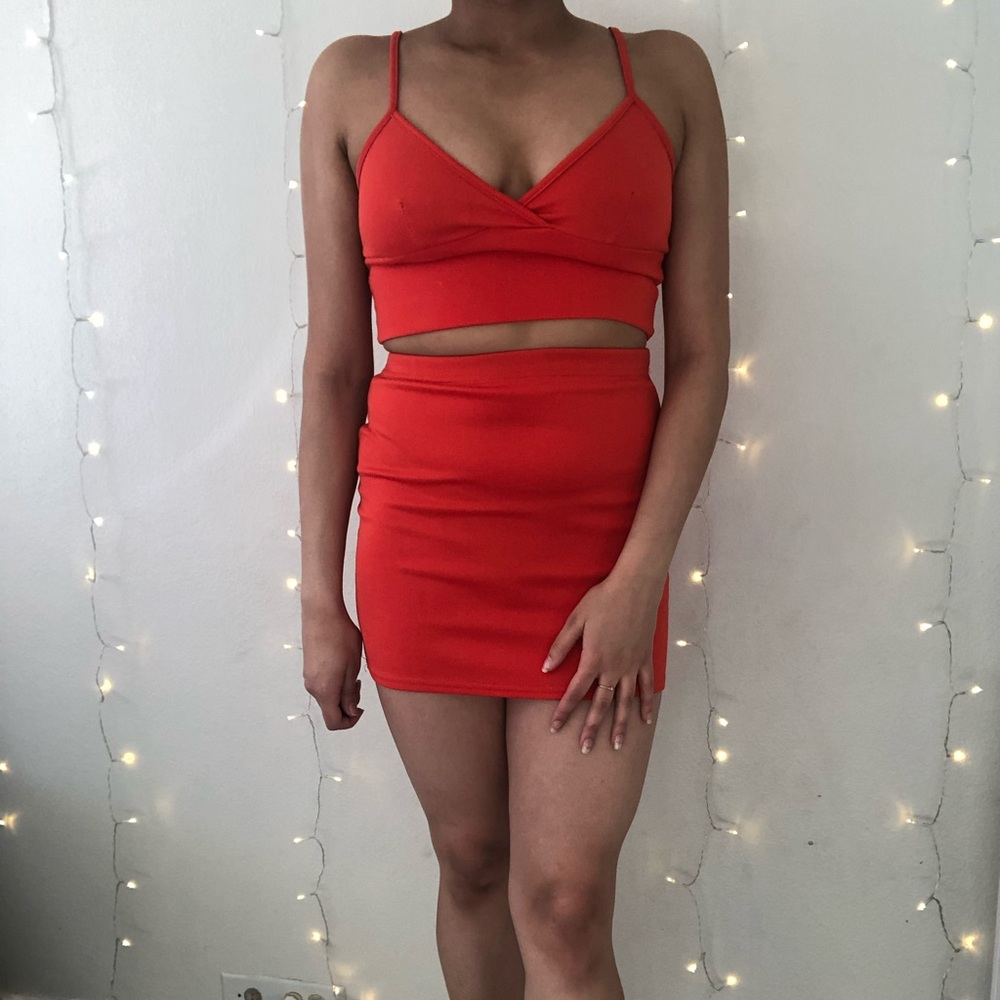 Two Piece Crop Top & Mini Skirt Set!